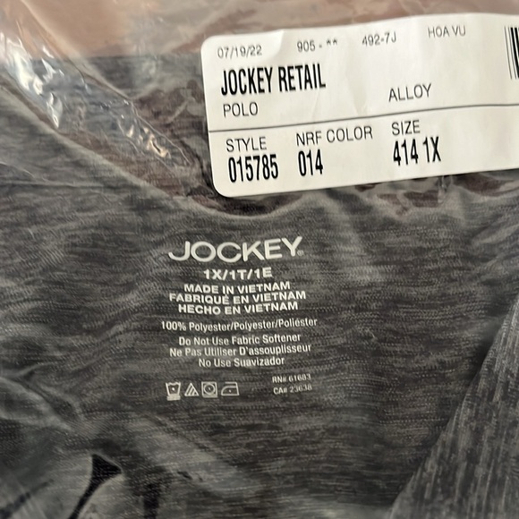 Jockey, NWT, still in bag! Grey, short sleeve polo shirt - Picture 4 of 5